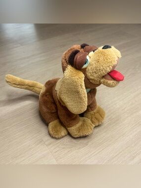 Trendmasters Dogz Plush Brown and Tan Stuffed Animal - Red Tongue & Blue Collar